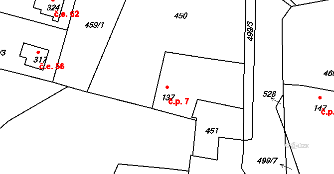 Polánka 7, Chotoviny na parcele st. 137 v KÚ Chotoviny, Katastrální mapa