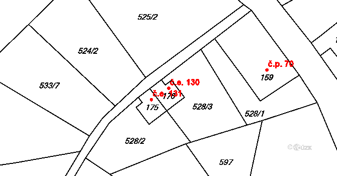 Dolní Falknov 130, Kytlice na parcele st. 176 v KÚ Dolní Falknov, Katastrální mapa