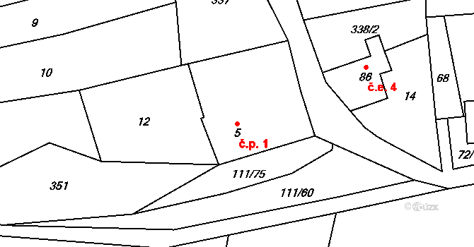 Jindřichova Hora 1, Klenčí pod Čerchovem na parcele st. 5 v KÚ Jindřichova Hora, Katastrální mapa