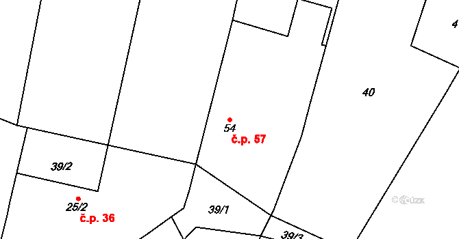 Rybnice 57 na parcele st. 54 v KÚ Rybnice u Kaznějova, Katastrální mapa