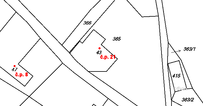 Výhled 21, Chvalkovice na parcele st. 43 v KÚ Malá Bukovina u Chvalkovic, Katastrální mapa