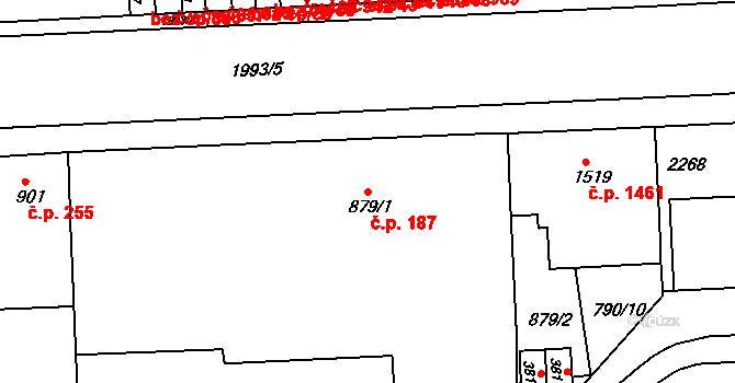 Náchod 187 na parcele st. 879/1 v KÚ Náchod, Katastrální mapa