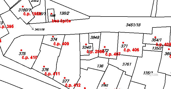 Lysá nad Labem 2066 na parcele st. 3340 v KÚ Lysá nad Labem, Katastrální mapa