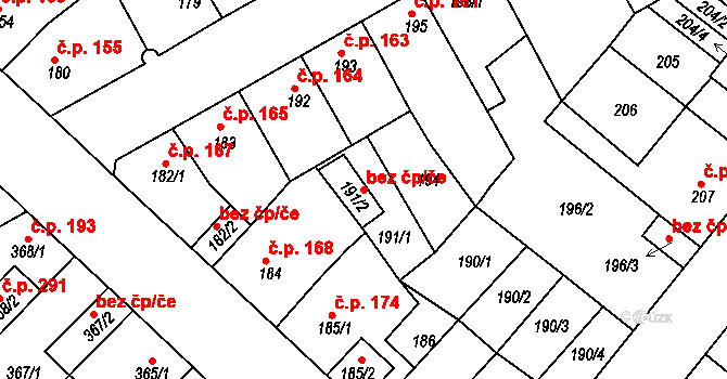 Bílina 79929311 na parcele st. 191/2 v KÚ Bílina-Újezd, Katastrální mapa