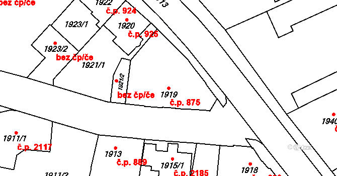 Zábřeh 875 na parcele st. 1919 v KÚ Zábřeh na Moravě, Katastrální mapa