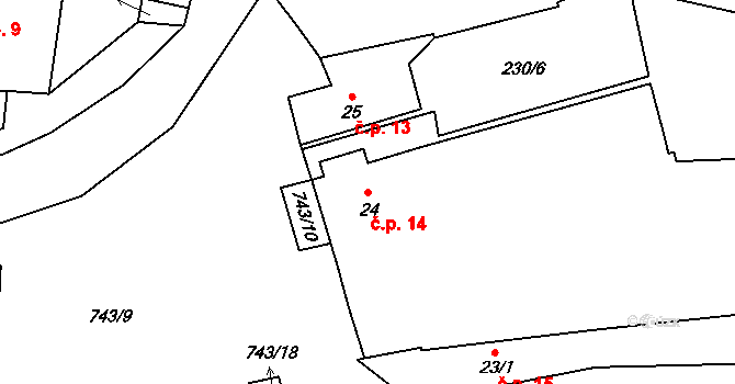 Vadkov 14, Lhenice na parcele st. 24 v KÚ Vadkov, Katastrální mapa
