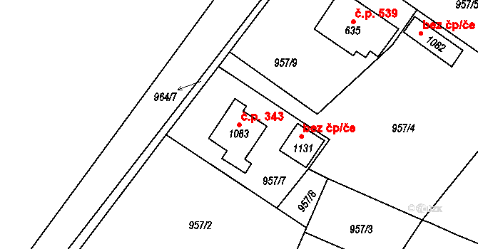 Přibyslav 343 na parcele st. 1083 v KÚ Přibyslav, Katastrální mapa