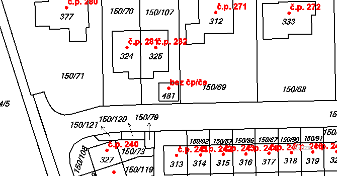 Drahelčice 95073311 na parcele st. 481 v KÚ Drahelčice, Katastrální mapa