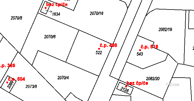 Ledeč nad Sázavou 486 na parcele st. 522 v KÚ Ledeč nad Sázavou, Katastrální mapa