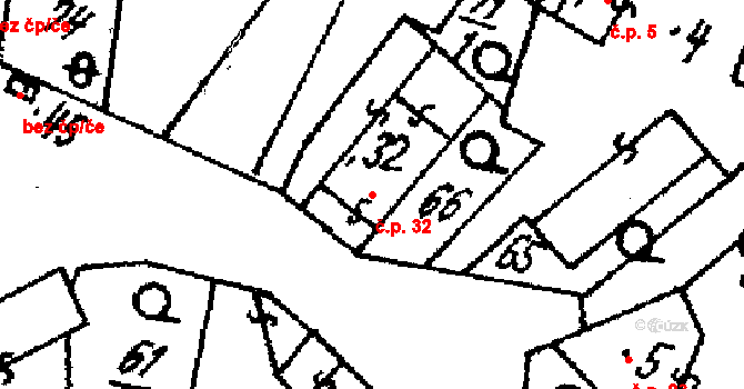 Želvice 32, Mileč na parcele st. 32 v KÚ Želvice, Katastrální mapa