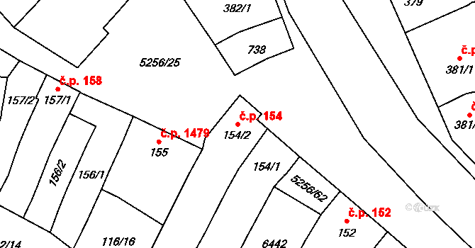 Velké Bílovice 154 na parcele st. 154/2 v KÚ Velké Bílovice, Katastrální mapa