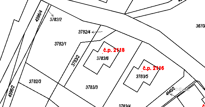 Hlučín 2118 na parcele st. 3783/6 v KÚ Hlučín, Katastrální mapa
