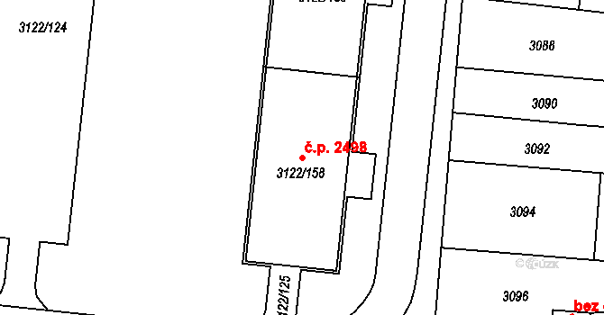 Pod Bezručovým vrchem 2498, Krnov na parcele st. 3122/158 v KÚ Krnov-Horní Předměstí, Katastrální mapa