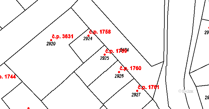 Znojmo 1759 na parcele st. 2925 v KÚ Znojmo-město, Katastrální mapa