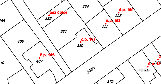 Přerov IV-Kozlovice 167, Přerov na parcele st. 380 v KÚ Kozlovice u Přerova, Katastrální mapa