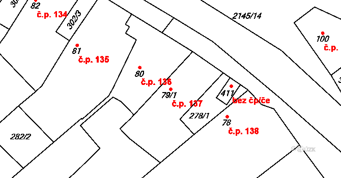 Chotusice 137 na parcele st. 79/1 v KÚ Chotusice, Katastrální mapa