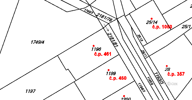 Svatobořice 461, Svatobořice-Mistřín na parcele st. 1196 v KÚ Svatobořice, Katastrální mapa