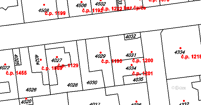 Kročehlavy 1190, Kladno na parcele st. 4029 v KÚ Kročehlavy, Katastrální mapa