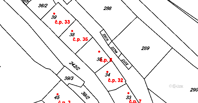 Míchov 8 na parcele st. 35 v KÚ Míchov u Boskovic, Katastrální mapa