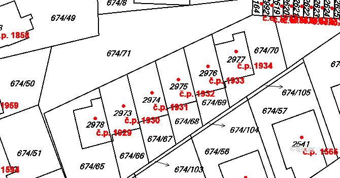 Blansko 1932 na parcele st. 2975 v KÚ Blansko, Katastrální mapa