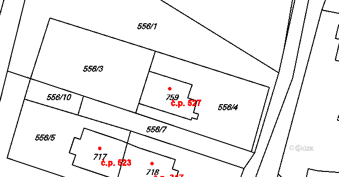 Skalice u České Lípy 527 na parcele st. 759 v KÚ Skalice u České Lípy, Katastrální mapa