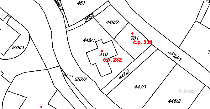 Cvikov II 232, Cvikov na parcele st. 410 v KÚ Cvikov, Katastrální mapa
