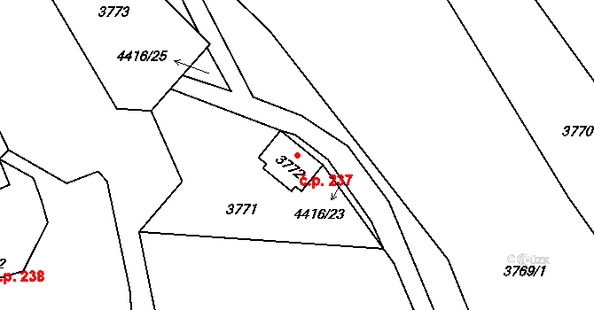 Karolinka 237 na parcele st. 3772 v KÚ Karolinka, Katastrální mapa