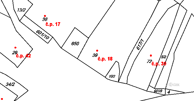 Bučina 18 na parcele st. 39 v KÚ Bučina, Katastrální mapa