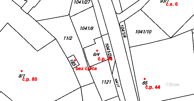 Jinošov 84 na parcele st. 6/4 v KÚ Jinošov, Katastrální mapa