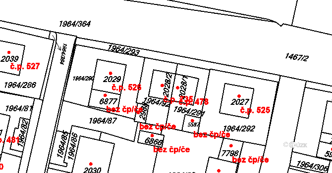 Borovina 735, Třebíč na parcele st. 2028/2 v KÚ Třebíč, Katastrální mapa
