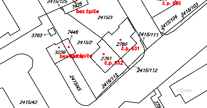 Chrudim II 632, Chrudim na parcele st. 2761 v KÚ Chrudim, Katastrální mapa