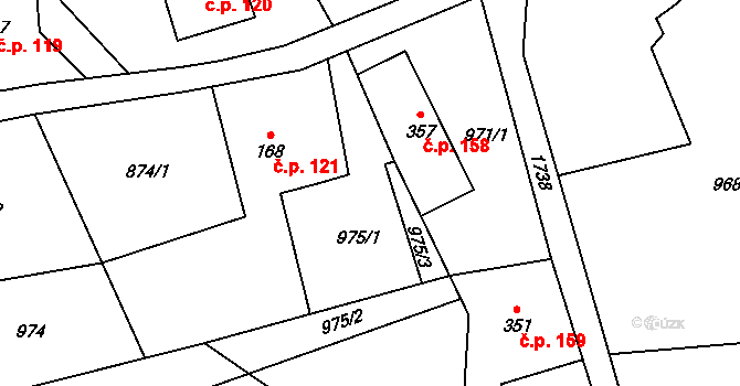 Karlovice 158 na parcele st. 357 v KÚ Karlovice ve Slezsku, Katastrální mapa