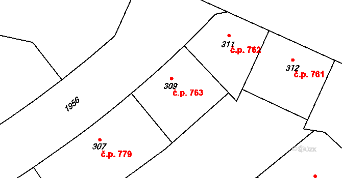 Vysočany 763, Praha na parcele st. 309 v KÚ Vysočany, Katastrální mapa