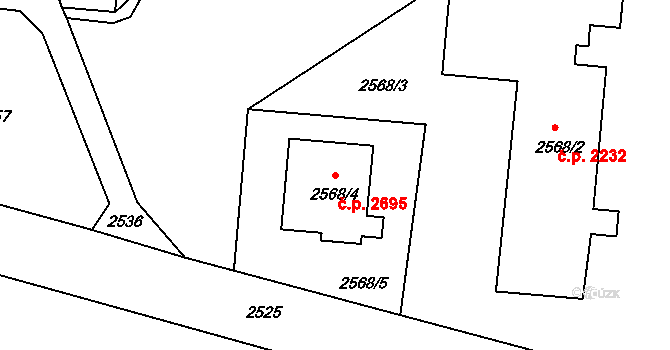 Česká Lípa 2695 na parcele st. 2568/4 v KÚ Česká Lípa, Katastrální mapa