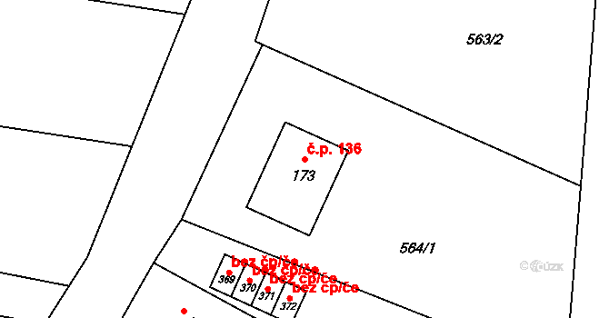 Výčapy 136 na parcele st. 173 v KÚ Výčapy, Katastrální mapa