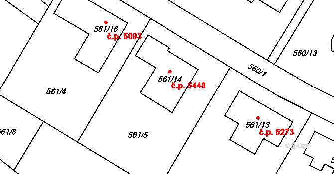Jihlava 5448 na parcele st. 561/14 v KÚ Jihlava, Katastrální mapa
