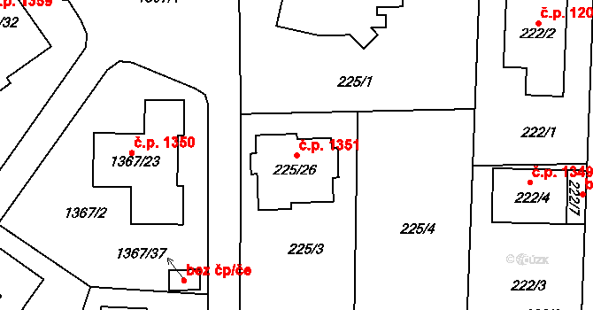 Hostivice 1351 na parcele st. 225/26 v KÚ Hostivice, Katastrální mapa
