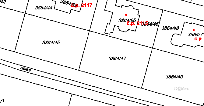 Předměstí 2109, Litoměřice na parcele st. 3864/47 v KÚ Litoměřice, Katastrální mapa