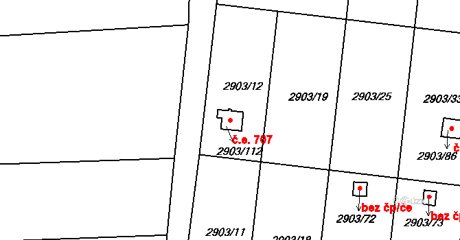 Choceňské Předměstí 707, Vysoké Mýto na parcele st. 2903/112 v KÚ Vysoké Mýto, Katastrální mapa
