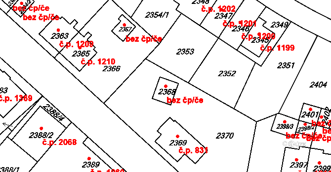 Sokolov 38563312 na parcele st. 2368 v KÚ Sokolov, Katastrální mapa