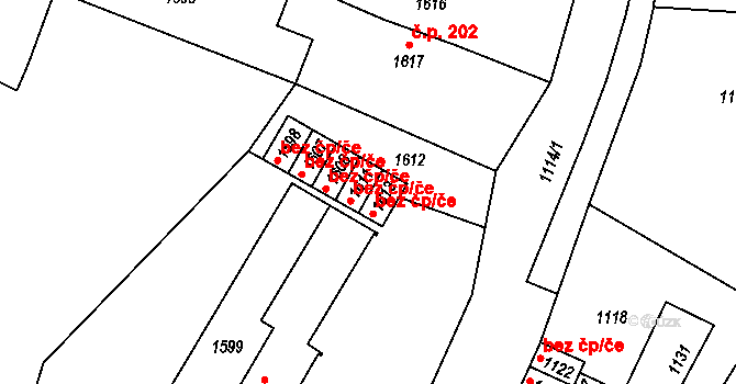 Potštát 41756312 na parcele st. 1611 v KÚ Potštát, Katastrální mapa