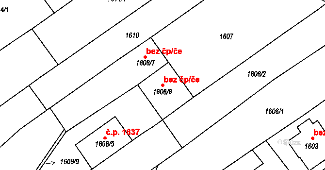 Holešov 42288312 na parcele st. 1608/6 v KÚ Holešov, Katastrální mapa
