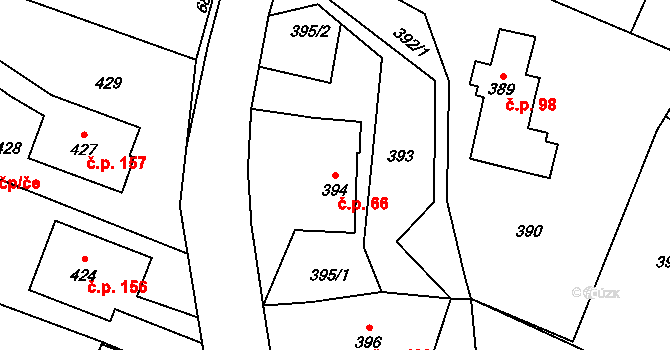 Štáblovice 66 na parcele st. 394 v KÚ Štáblovice, Katastrální mapa