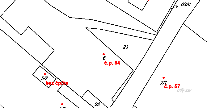 Vlaštovičky 54, Opava na parcele st. 6 v KÚ Jarkovice, Katastrální mapa