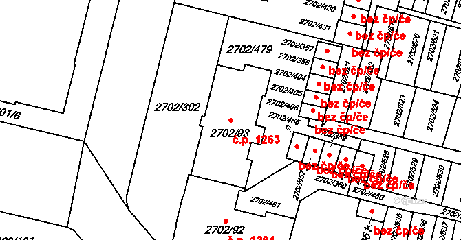 Předměstí 1263, Opava na parcele st. 2702/93 v KÚ Opava-Předměstí, Katastrální mapa