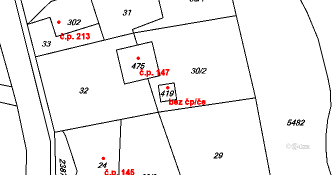 Hnátnice 45500312 na parcele st. 419 v KÚ Hnátnice, Katastrální mapa