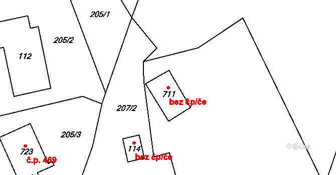 Heřmanovice 45633312 na parcele st. 711 v KÚ Heřmanovice, Katastrální mapa