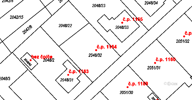 Hlučín 1164 na parcele st. 2048/32 v KÚ Hlučín, Katastrální mapa