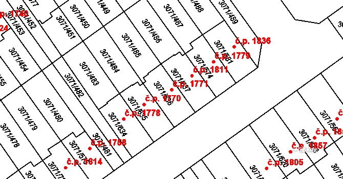 Hlučín 1771 na parcele st. 3071/636 v KÚ Hlučín, Katastrální mapa