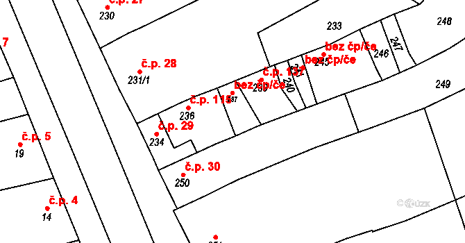 Uhřičice 48219312 na parcele st. 237 v KÚ Uhřičice, Katastrální mapa